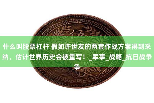 什么叫股票杠杆 假如许世友的两套作战方案得到采纳，估计世界历史会被重写！_军事_战略_抗日战争